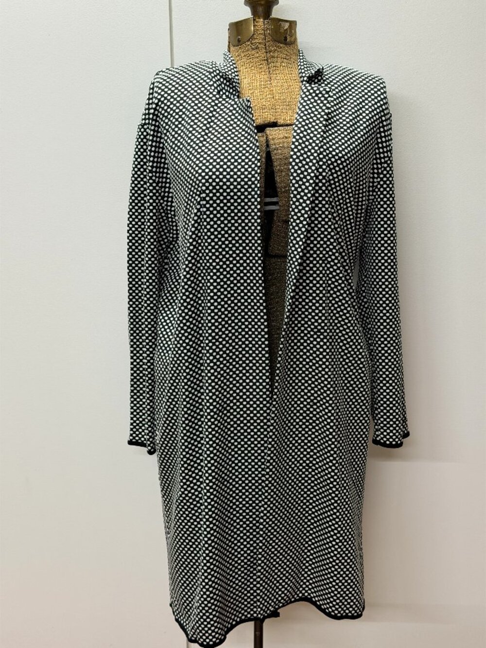PHILOSOPHY Republic Clothing Black Polka Dot Unlined Long Blazer/Duster  Sz L
